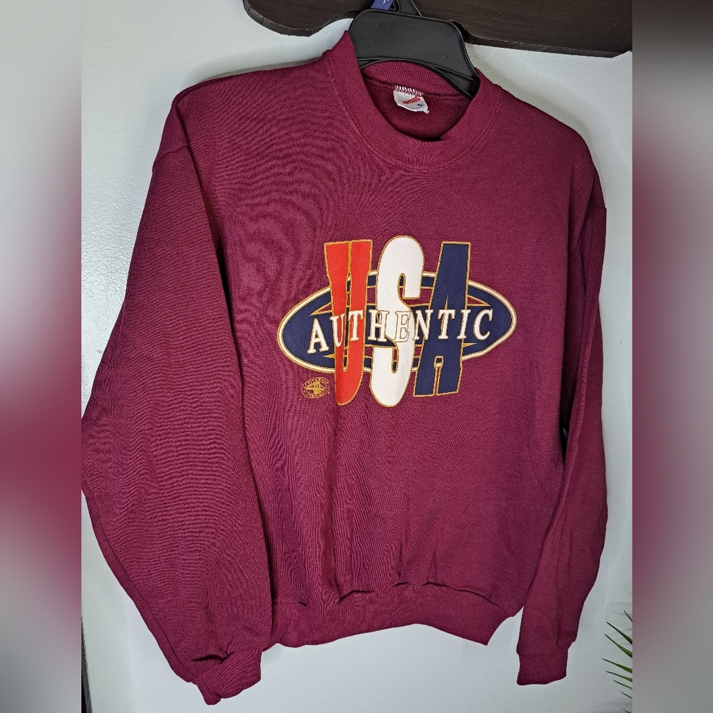 Russel Corp Jerzees Maroon USA Authentic Vintage Sweatshirt NWOT Sz XL